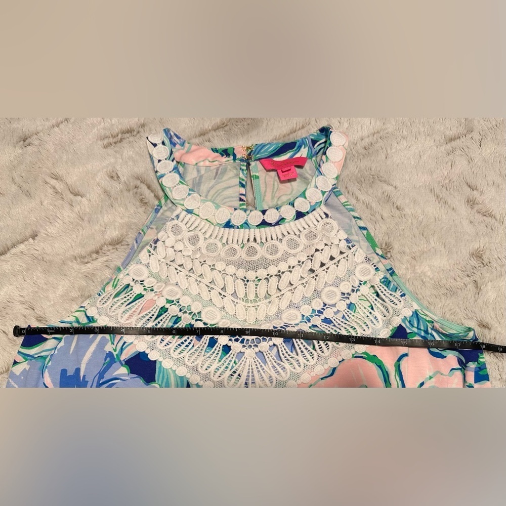 Lilly Pulitzer Dawn Halter Top with Lace Detail "Party Thyme" print - Picture 4 of 8